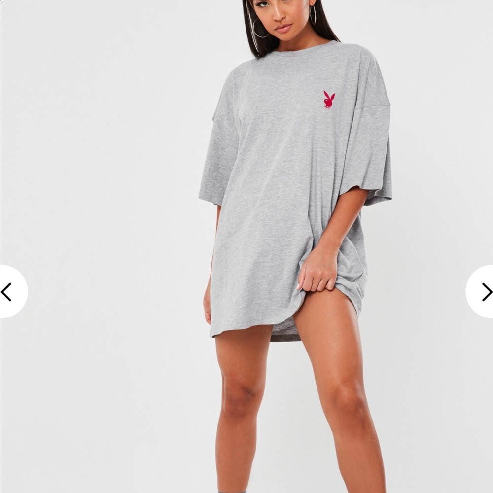 Playboy Grey Graphic T-Shirt Dress - Picture 2 of 5